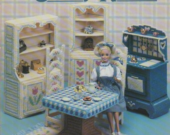 Plastic Canvas Fashion Doll Country Kitchen Pattern Book Donna Kooler 1990 Vintage Needlework