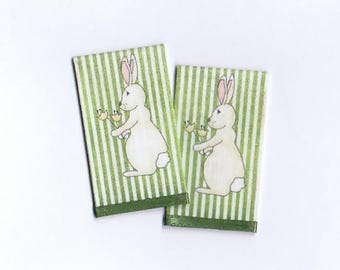 Handmade Bunny & Tulip Dollhouse Towels – Miniature 1:12 Scale, Set of 2