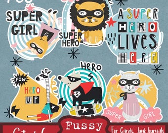 Set of 6 Superhero Animal Fussy Cuts – Ideal for Scrapbooking, Journals & Cards