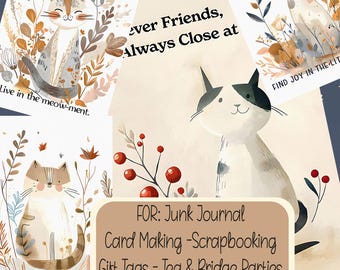 Cat Wordart Cards Scrapbooking Junk Journals Gift Tags Party Favors