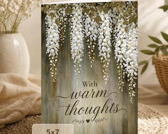 Floral Cascade Card | White Blossoms, Textured Background (Digital Download)