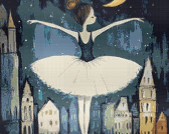 Moonlit Little Ballerina – 14 Count Cross Stitch Pattern PDF