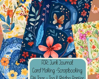 Floral Alphabet Cards A B C D Scrapbook Junk Journals Gift Tags Party Favors