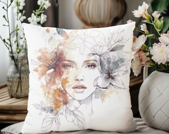 Elegant Woman with Flowers Cross Stitch Pattern: Modern Art Home Decor (PDF Download