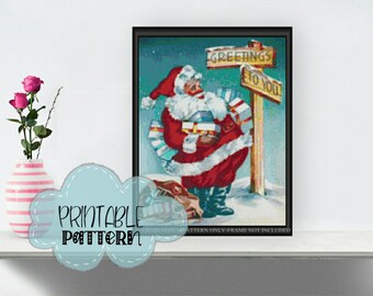 Christmas Greetings to You Printable Cross Stitch Pattern f014 | Print and Stitch!