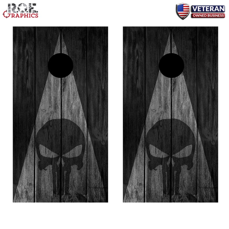 2x Punisher Wood Cornhole Board Bag Toss Wrap Set-Universal Fit patriotic USA