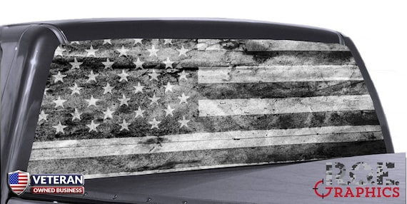 Military Thin Green Line Flag Universal Truck Rear Window 50//50 Perforated Vinyl