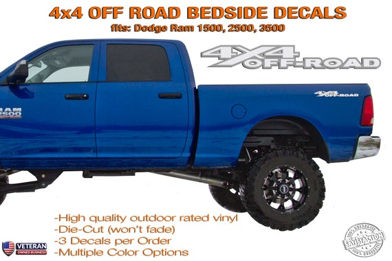 2 FLAT BLACK 4x4 Off road Decal Sticker Ford GMC Chevy ram 1500 2500 f150 f250