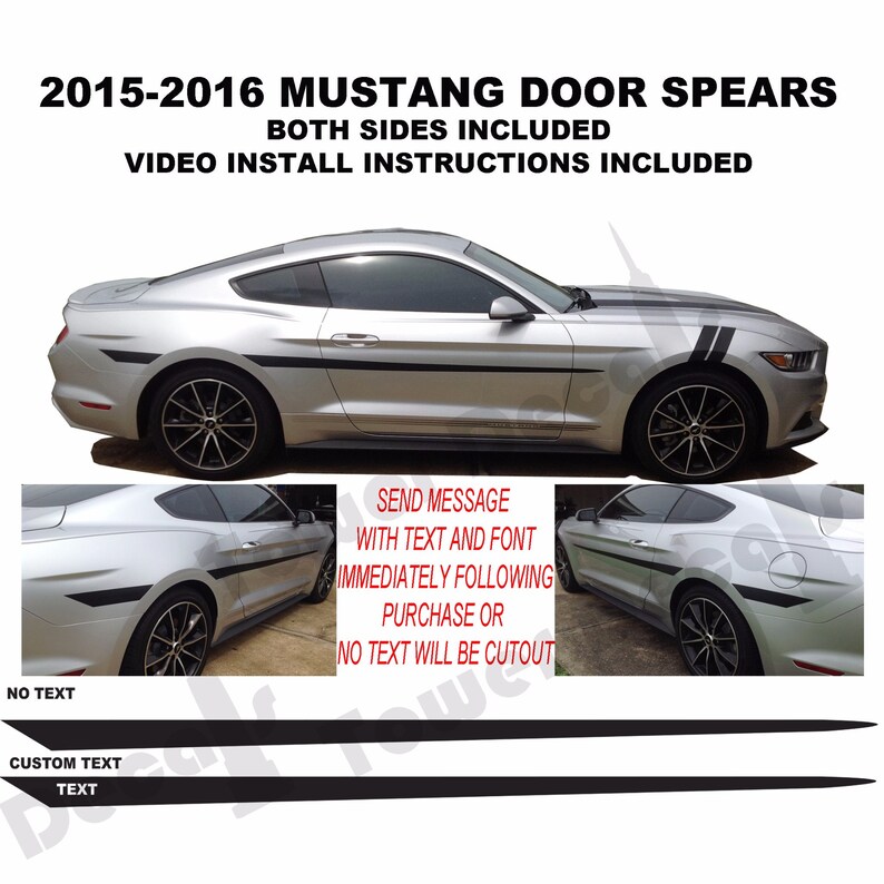 2015 2016 2017 Ford Mustang Vinyl Cowl Hood Stripe Spears Graphics GT Style 3