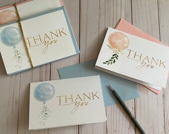 Thank you cards Baby shower thank you cards baby boy thank you cards baby girl thank you cards note cards Balloon thank you cards