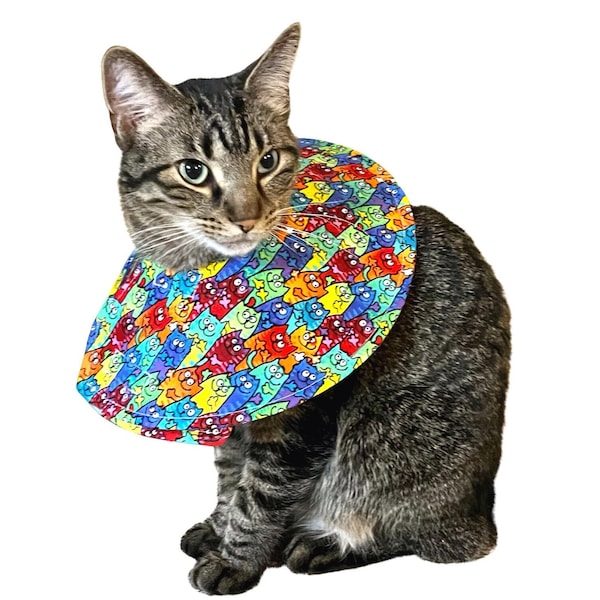 Handmade Soft Recovery Cone for Cats - Comfortable & Flexible Healing Collar, Small, Medium, Large