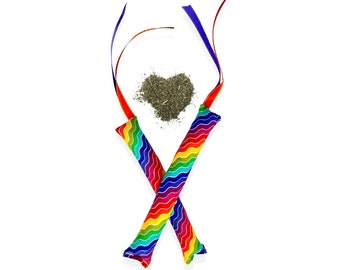Handmade Catnip Kicker Toys: Rainbow Chevron Kitten Toy (Set of 2)