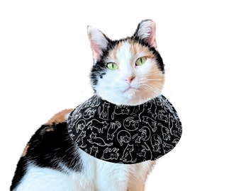 Soft Cat Cone Recovery Collar for Spay & Neuter Surgery, Anti-Licking Protection, Cozy E-Collar, Black Cat Collar