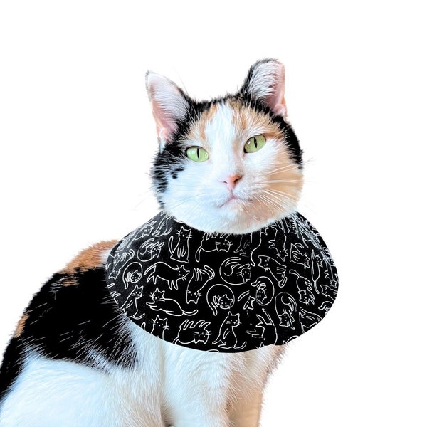 Soft Cat Cone Recovery Collar for Spay & Neuter Surgery, Anti-Licking Protection, Cozy E-Collar, Black Cat Collar