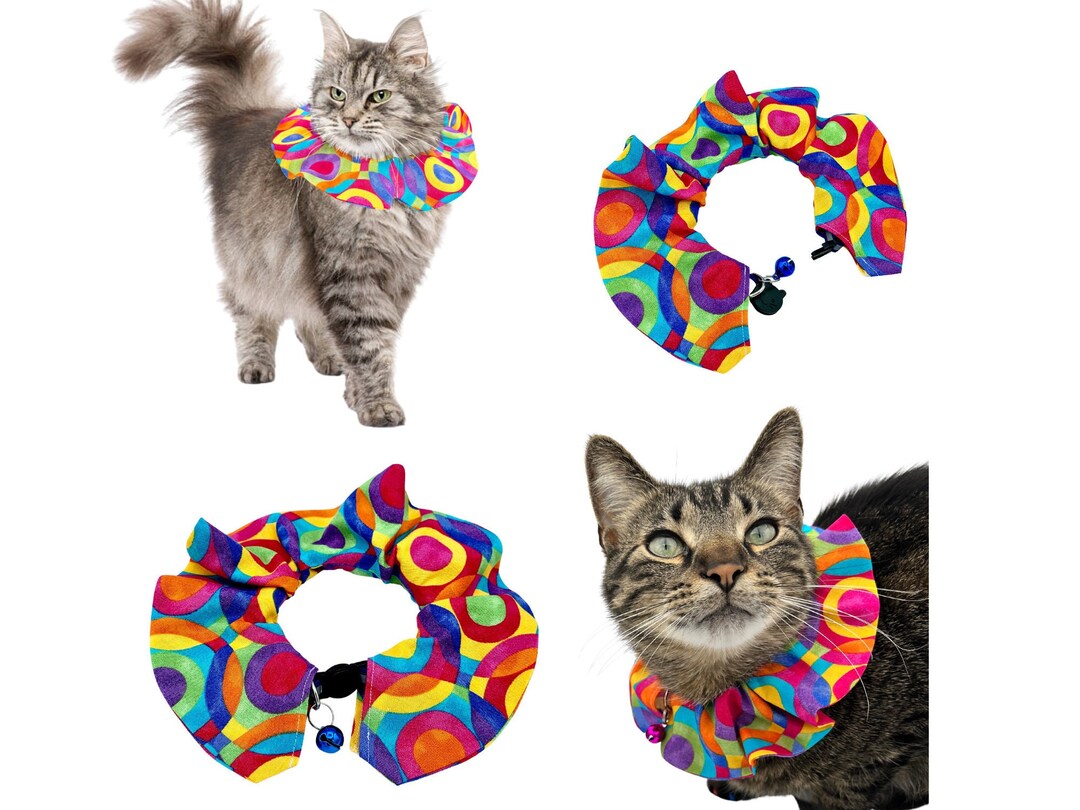 Birdsafe Cat Collar Covers in Rainbow Geometric Design Etsy