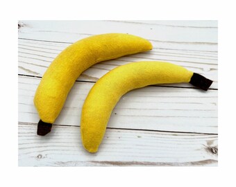 Handmade Catnip Banana Toys for Cats, Set of Two, Organic Catnip Kickers, Unique Cat Play Gift