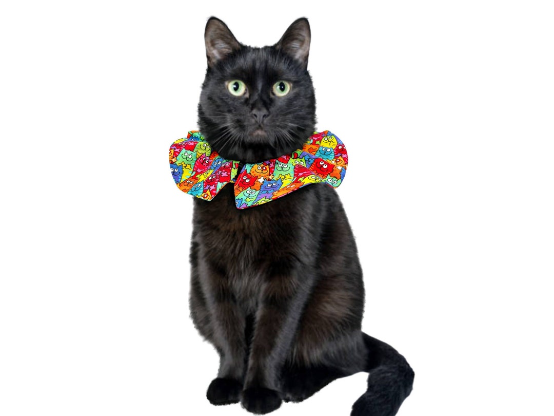 Bird Safe Cat Collar Cover, Cute Cat Collar, Rainbow Silly Cats