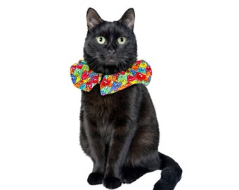 Bird Safe Cat Collar Cover, Cute Cat Collar, Rainbow Silly Cats, Breakaway Collar with Bell option, Prey Saver Collar Cover