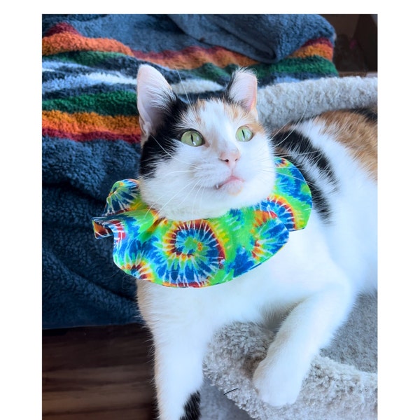 Tie Dye Bird-Safe Cat Collar, Cute Cat Collar Cover, High Visibility Prey Saver Collar