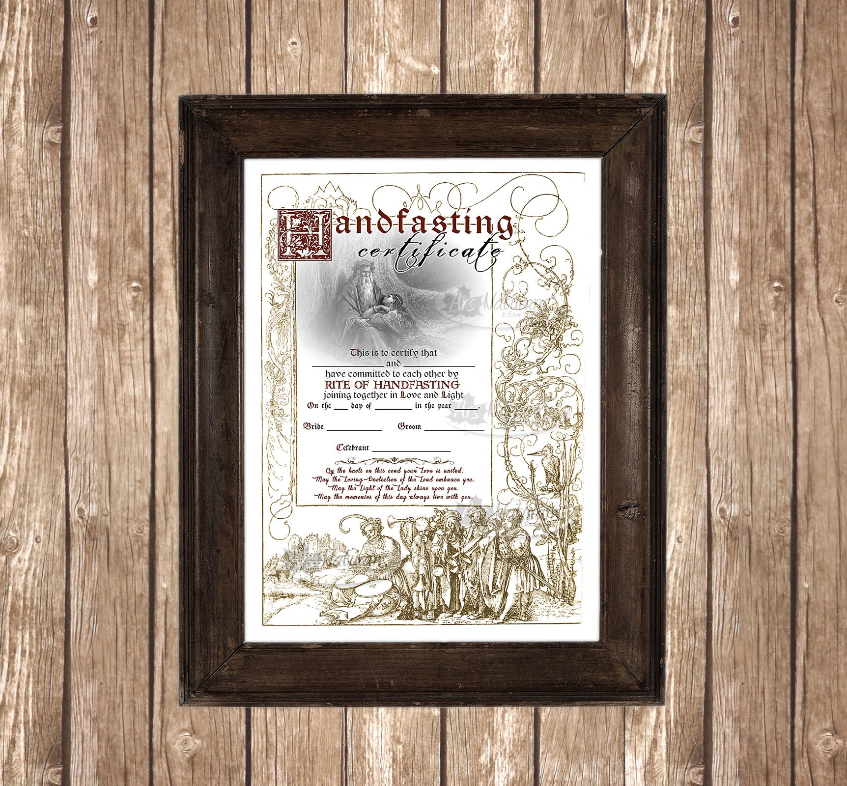 HANDFASTING CERTIFICATE Custom Ancient Art Medieval Pagan | Etsy