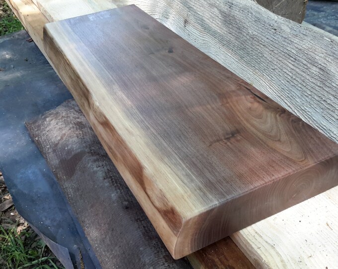 Live Edge Floating Walnut Shelf 10 Etsy