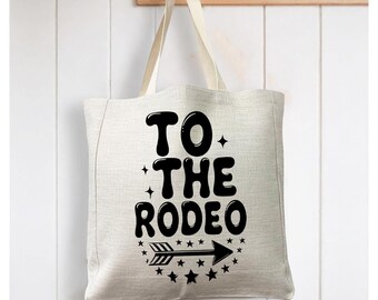 To the Rodeo Cowgirl Cowboy Horse - Reusable Shopping Linen Look Tote Bag
