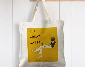 The Great Gatsby book cover - Reusable Shopping Linen Look Tote Bag