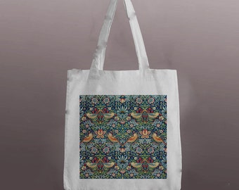 William Morris Strawberry Thief Painting Artist Iconic Art - Reuseable Shopping Canvas Tote Bag