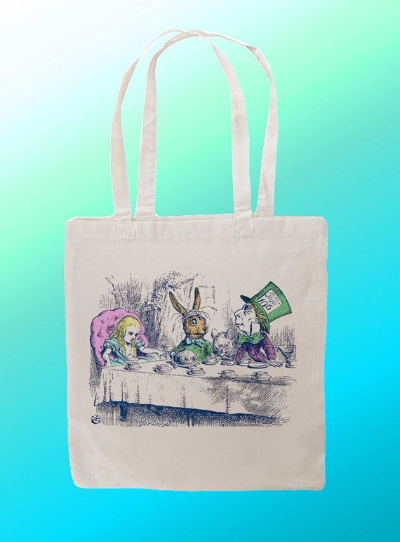 Alice Wonderland Canvas Tote Bag  Alice Wonderland Shoulder Bag