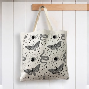 Death Moth Schlangenmuster - Wiederverwendbare Einkaufstasche im Leinenlook