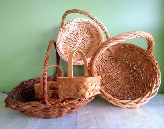 Vintage Natural Fiber Basket Collection Number 4 Larger Etsy