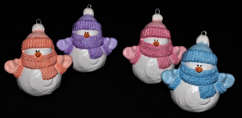 Ceramic Cuddles Snowman Ornament Pink