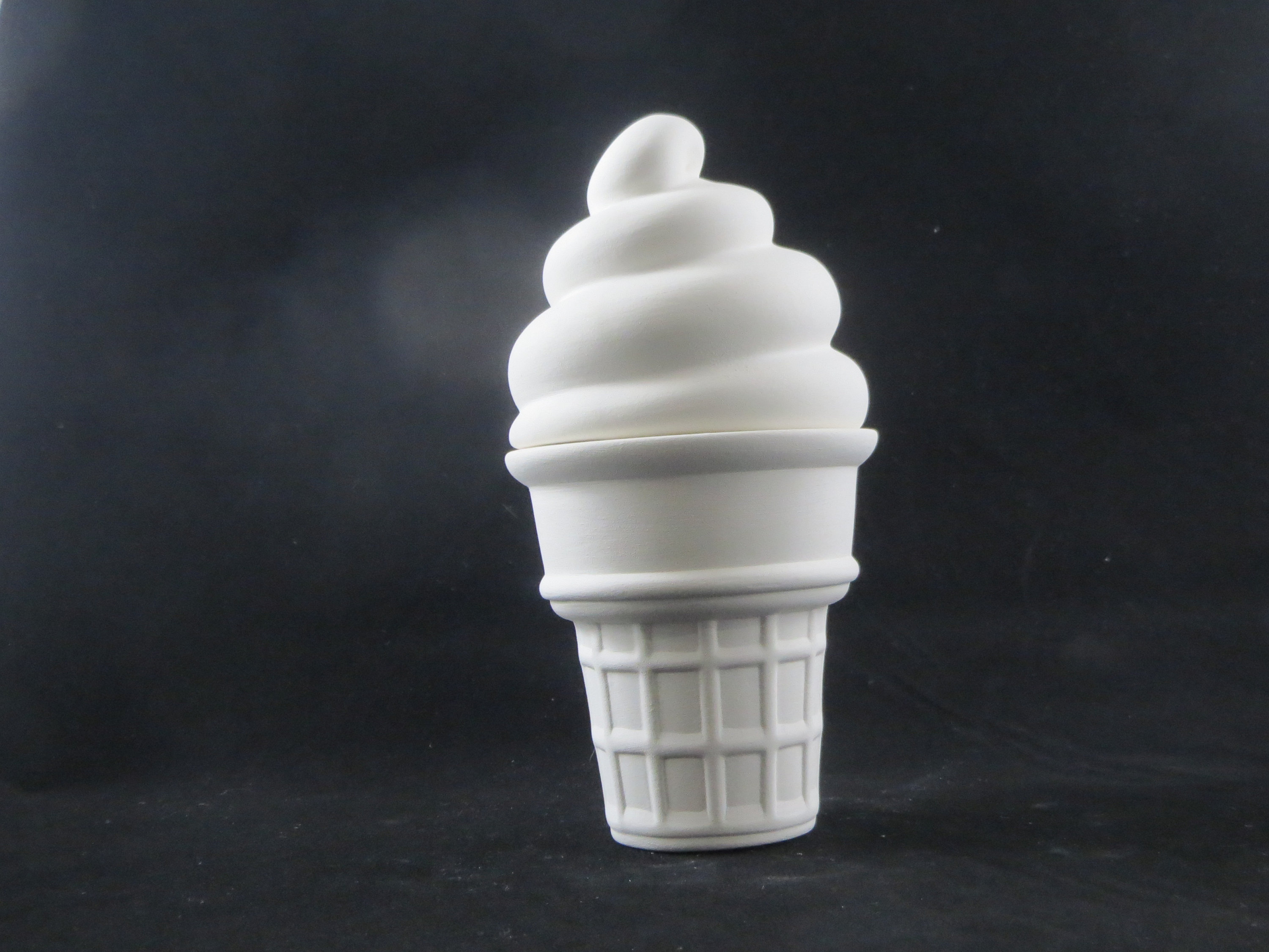Ceramic Ice Cream Cone Trinket Box Bisque u paint Etsy
