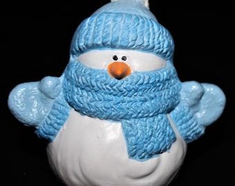 Ceramic Cuddles Snowman Ornament Pink