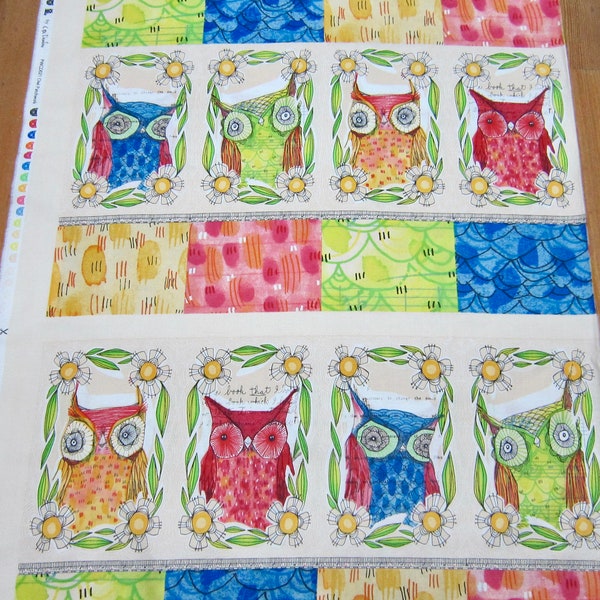 Free Spirit Cori Dantini Cotton Owl Patchwork Panel Well Owl Be Collection PWCD021