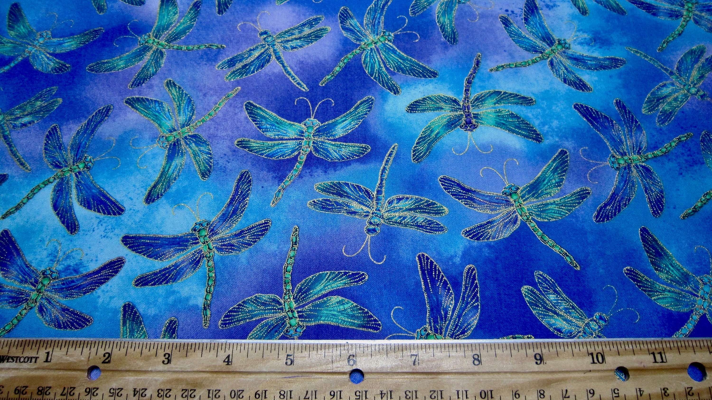 Dragonfly Cotton Fabric Called Iridescent Dragonflies Made By Etsy