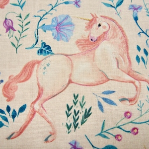 Mystical Meadow Coral Unicorn Cotton Fabric Made By Michael Miller Fabrics Called Unicorn Meadow  Patt# DC9656