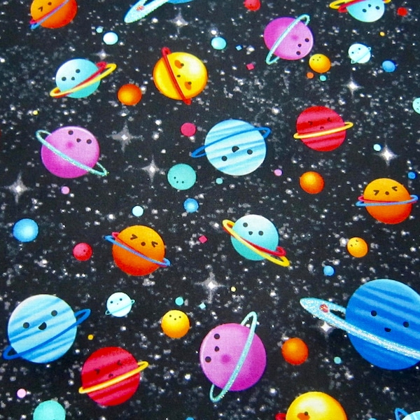 Outer Space Cotton Fabric Made By Michael Miller Fabrics Called Cosmic Space Designed By Little Red House Hula Universe Collection DM9304