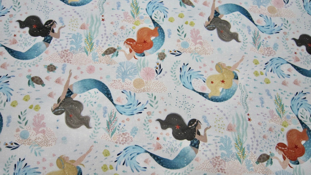 Dear Stella Mermaid Cotton Fabric Called Under the Sea Etsy