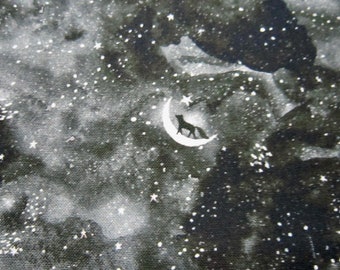 Dear Stella Black Moon Star And Deer Cotton Fabric Moonflower Collection Called "Stellar " STELLA-D2721