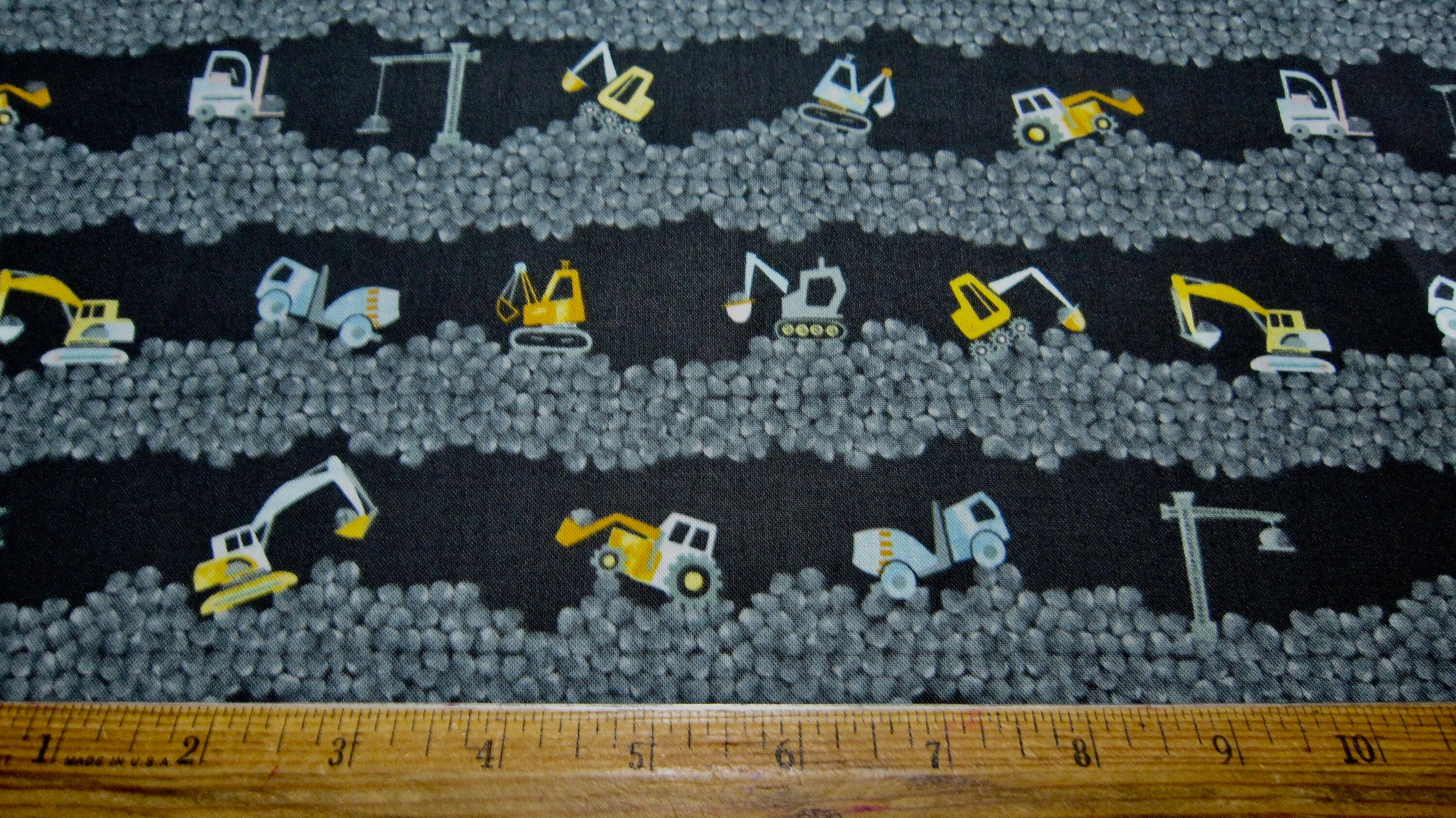 Childrens Heavy Equipment Cotton Fabric Called Excavators Made Etsy
