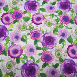 Clothworks Cotton Floral Pink Fuchsia Purple Fabric Called Radiance Designed By Sue Zipkin