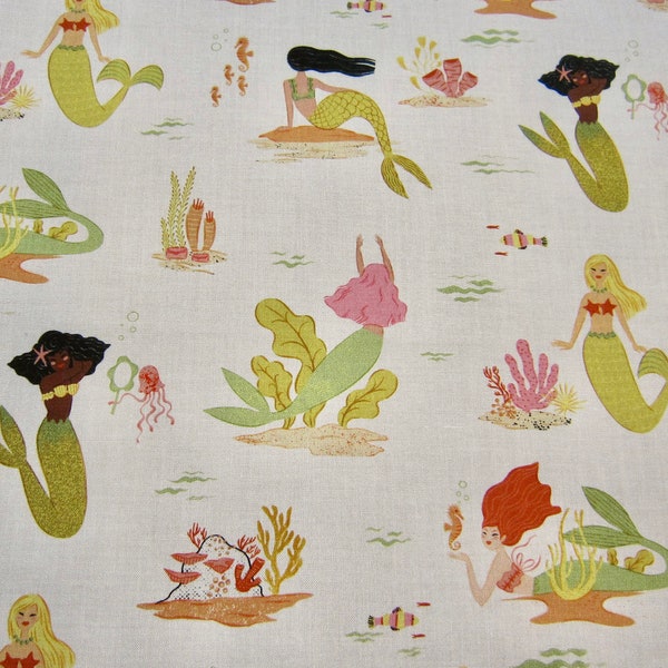 Dear Stella Mermaid Cotton Fabric Designed By Faye Guanipa Seafarer Collection STELLA-DFG2716