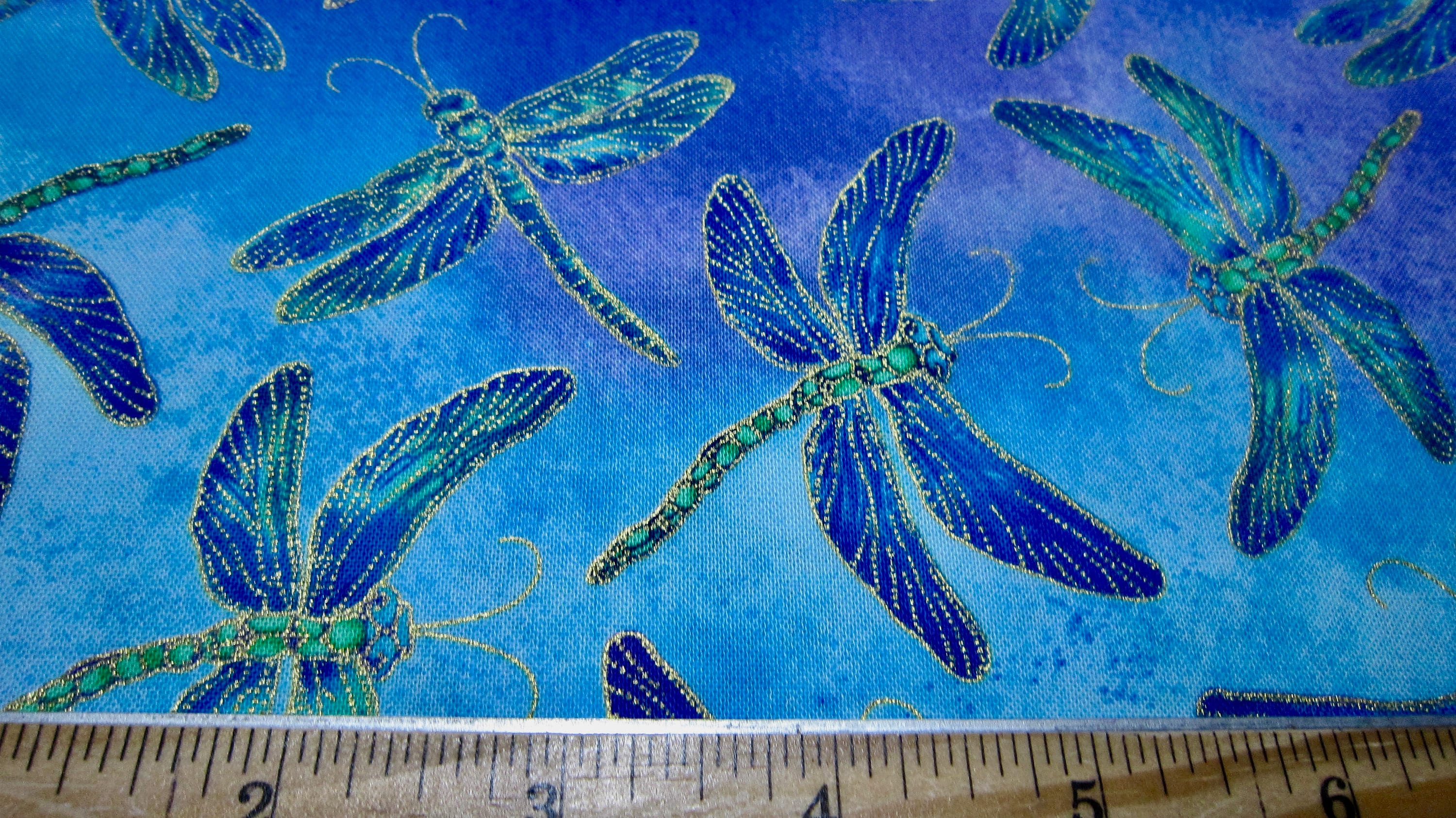 Dragonfly Cotton Fabric Called Iridescent Dragonflies Made By Etsy