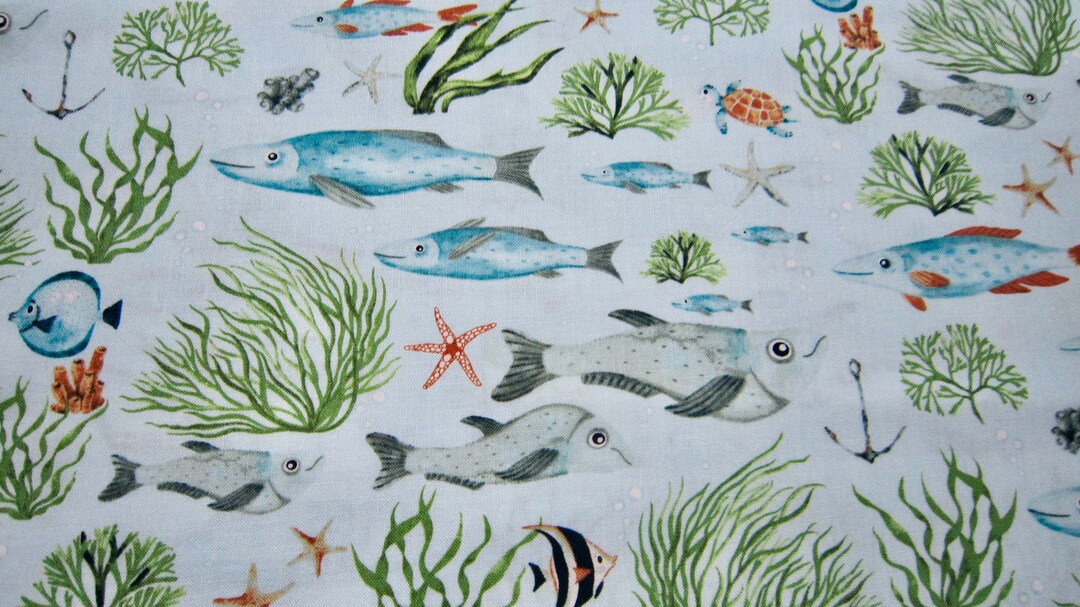 Sea Life Fish Cotton Fabric Called Nice To Sea You Made By Dear Stella 