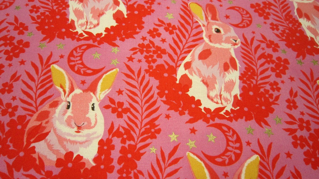 Pink Bunny Fabric Tula Pink Besties Collection 