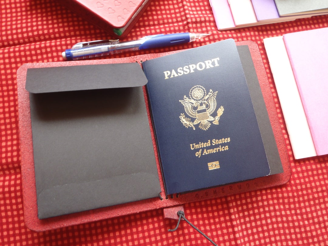 Leather Faded Hearts Passport Size Pocket Travelers Notebook Etsy
