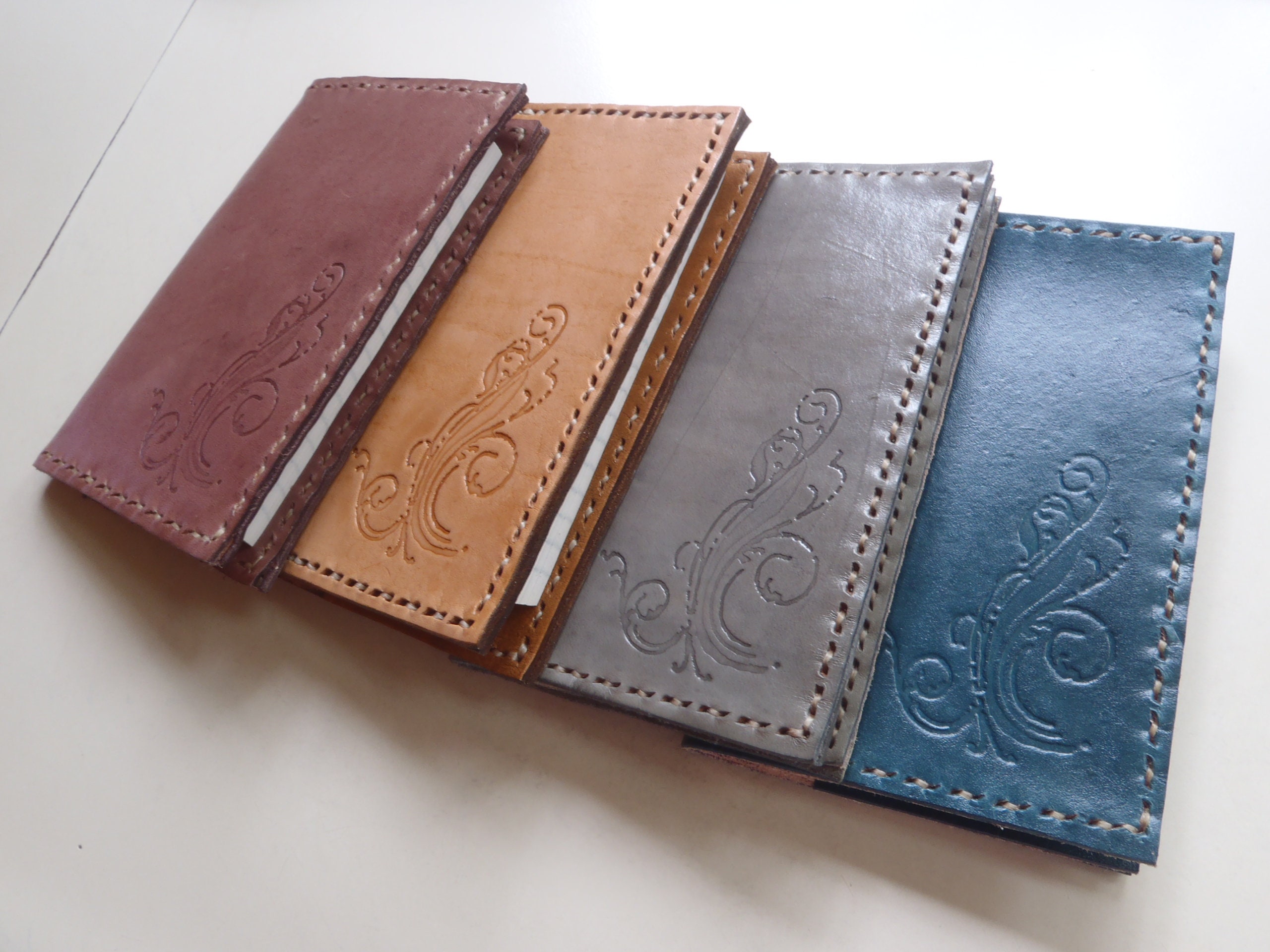 CSherwoodLeather Pocket Memo folder, Journal Cover, Includes Refillable Mead Memo Pad, Card and Money Minimal Wallet, Hand Stitched Cowhide
