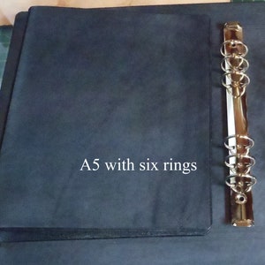 JOY..PRICE DROP. Handmade Leather Classic A5 Notebook 5.5"x8.5" Refillable 6 Ring Personal Planner Ringbinder,Journal,Address,Travel,Recipes