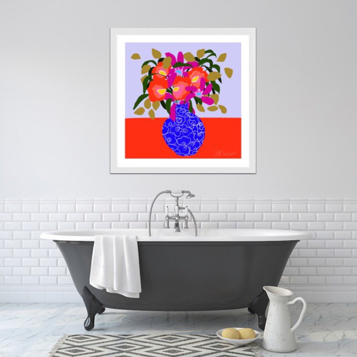 Flower Art Floral Art Art With Bright Colors Flowers in a Etsy